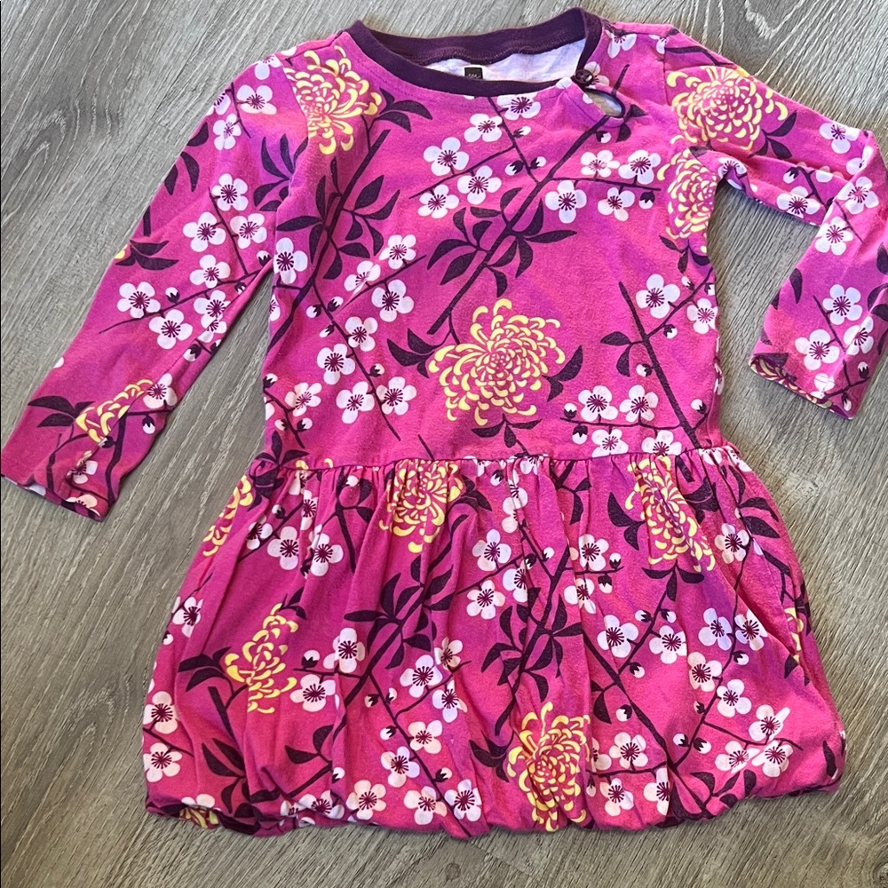 Tea Collection Pink and Yellow Floral Kids Dress